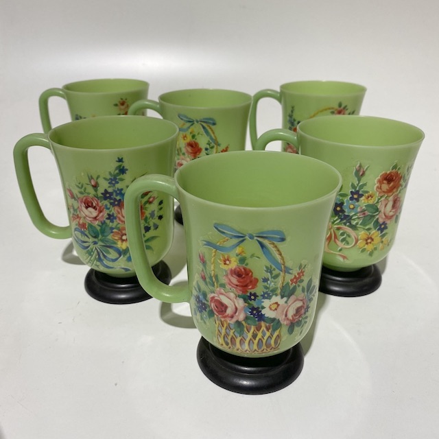 MUG or CUP, Set Green Handpainted Bakelite